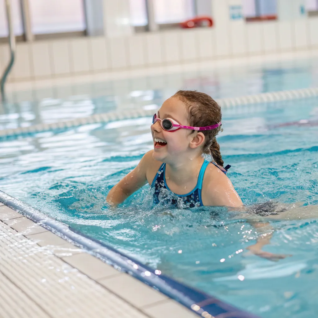 Emily enjoying swimming classes